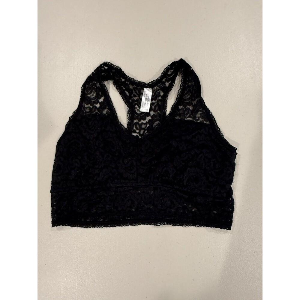 Delta Burke Lace Racerback Bralette 1X Black Dark Romantic Whimsigoth Stretch